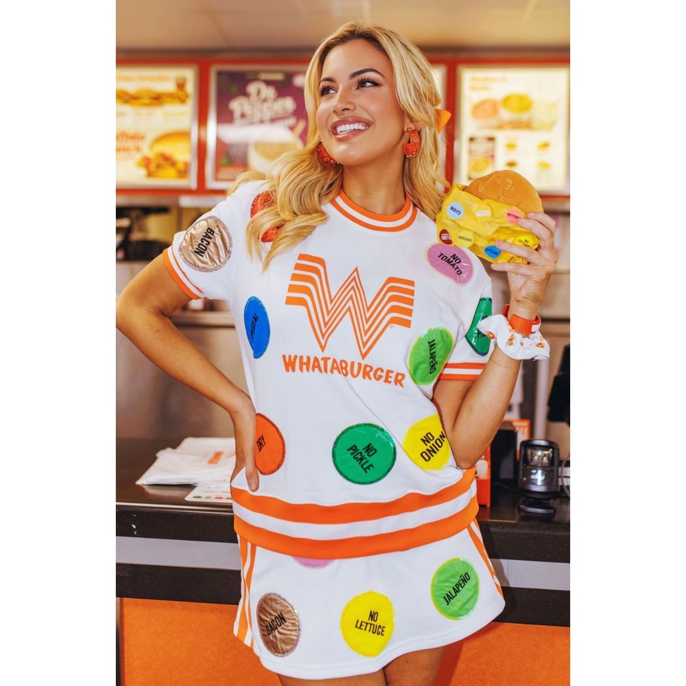 Brianna Cannon Burger Patch Skort Medium White Sequin Foodie Casual Summer